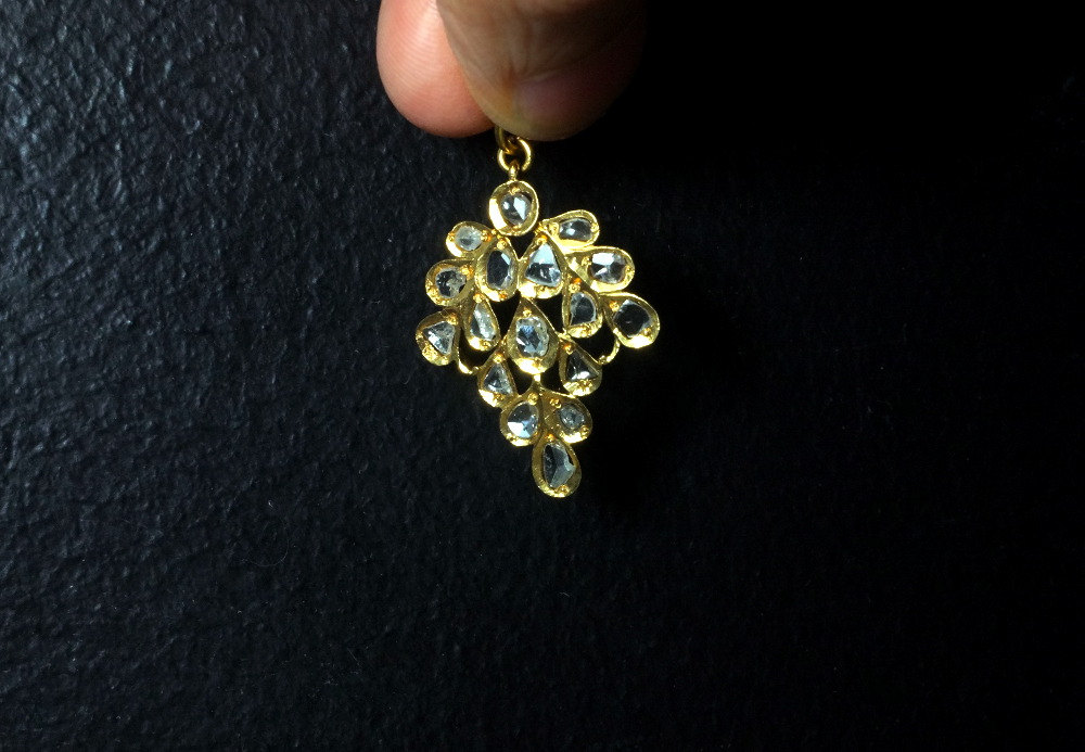 Rose Cut Diamonds, Intan, and Antique Hand Cut Diamonds 13 rose cut diamonds on a pendant