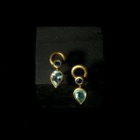 Aquamarine Sapphire Modernist Earrings 18k