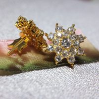 Old European Cut Diamond Earrings, Antique Peranakan