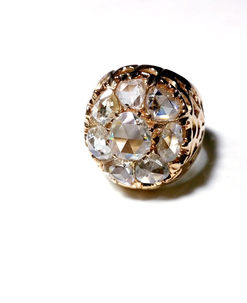 Rose Cut Diamonds, Intan, and Antique Hand Cut Diamonds 15 Rose Cut Diamonds in a Cluster - Cocktail Ring