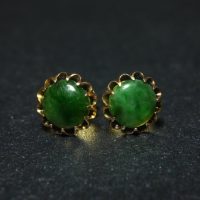 Dark Green Jade Stud Earrings