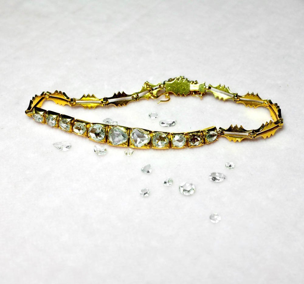 Rose Cut Diamonds, Intan, and Antique Hand Cut Diamonds 10 rose cut diamond bracelets