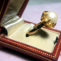 Antique Chinese Big Pearl Ring Art Deco