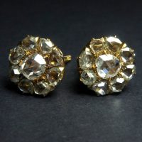 Antique Rose Cut Diamond Stud Earrings Chinese