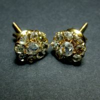 Antique Rose Cut Diamond Stud Earrings Chinese