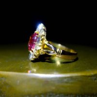 orange pink sapphire ring