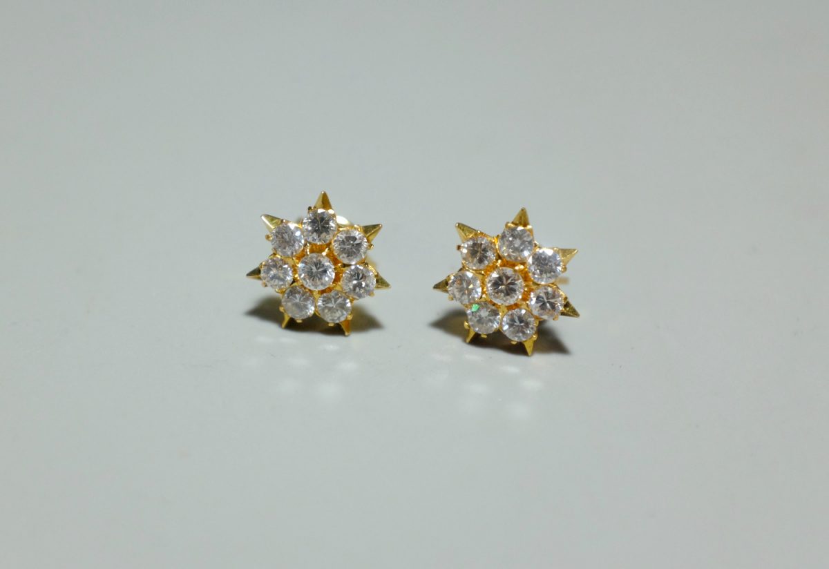 Antique Diamond Star Stud Earrings 20k
