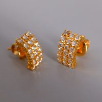 20k Antique Diamond Curved Stud Earrings Chinese