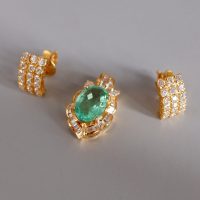 20k Antique Diamond Curved Stud Earrings Chinese