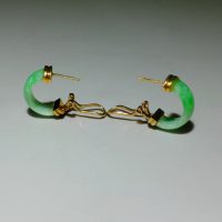 Gem Gardener, Antique jade hoop earrings gold, antique jade earrings gold, antique carved jade earrings, apple green jade earrings, jade earrings Singapore
