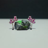 18k Natural Ruby Diamond Earrings