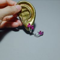 18k Natural Ruby Diamond Earrings