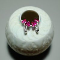 18k Natural Ruby Diamond Earrings