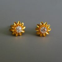 Gem Gardener, antique diamond flower studs gold, antique diamond studs, Old European diamond earrings, Peranakan earrings Singapore, vintage diamond stud earrings Singapore, antique diamond stud earrings, antique chinese earrings
