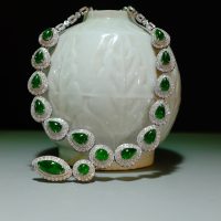 Gem Gardener, jade diamond necklace, imperial green jade necklace, jade necklace singapore, art deco jade necklace, statement necklace singapore, jade jewellery Singapore, natural jadeite jade necklace