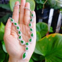 Gem Gardener, jade diamond necklace, imperial green jade necklace, jade necklace singapore, art deco jade necklace, statement necklace singapore, jade jewellery Singapore, natural jadeite jade necklace