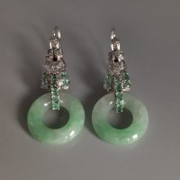 Gem Gardener, jade donut earrings, art deco jade earrings, art deco jade jewelry, jade platinum earrings, jade earrings singapore, art deco jade jewelry, antique jade jewellery, jade jewellery singapore