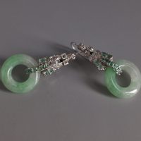 Gem Gardener, jade donut earrings, art deco jade earrings, art deco jade jewelry, jade platinum earrings, jade earrings singapore, art deco jade jewelry, antique jade jewellery, jade jewellery singapore