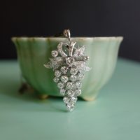 Gem Gardener, art nouveau diamond pendant, diamond cluster pendant white gold, grape diamond pendant, antique diamond pendant brooch, vintage diamond pendant white gold, antique white gold jewelry, white gold pendant singapore, diamond pendant singapore