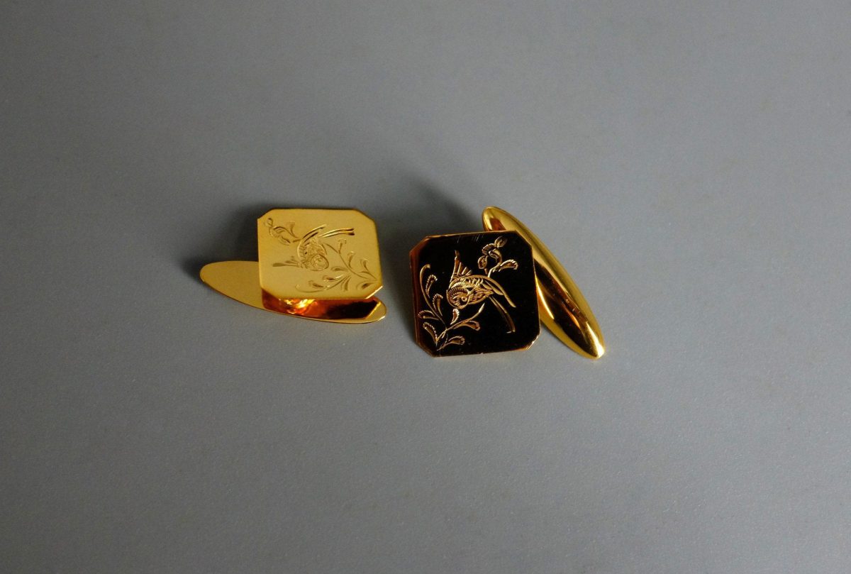 22k Antique Bird Cufflinks Chinese
