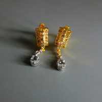 Dainty Diamond Hoop Drop Earrings 20k Chinese Vintage