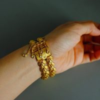 Gem Gardener, gold leaf bracelet, vintage solid gold bracelet, wide gold bracelet, peranakan gold bracelet, art nouveau gold bracelet, antique asian gold jewelry, antique chinese gold jewelry, vintage chinese gold jewelry