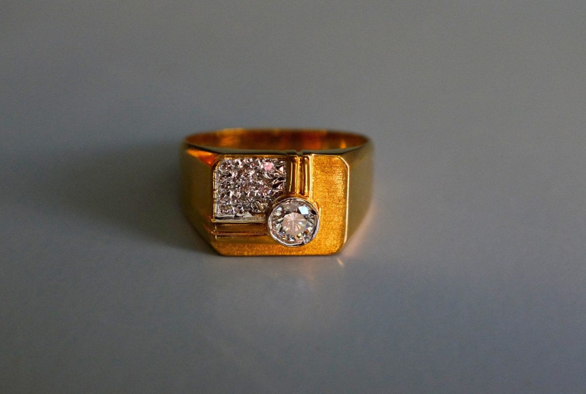 Art Deco Men's Signet Diamond Ring 20k Vintage