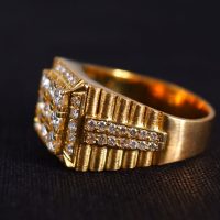 1.7ctw Vintage Men's Diamond Ring 20k Honeycomb