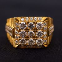 1.7ctw Vintage Men's Diamond Ring 20k Honeycomb