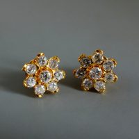Antique Flower Diamond Earrings 20k Chinese