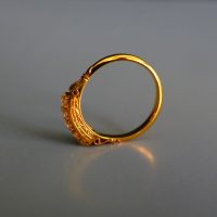Vintage Chinesåçe 5 Stone Diamond Ring Carved 20k