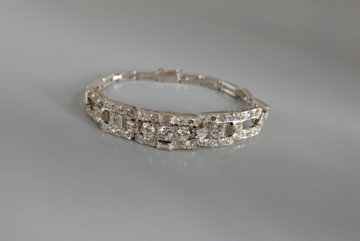 6ctw Old Euro Diamond Bracelet 20k Art Deco Chinese