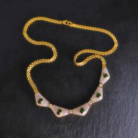 Gem Gardener, art deco emerald necklace, peranakan necklace, peranakan jewellery singapore, emerald diamond necklace gold, emerald necklace singapore