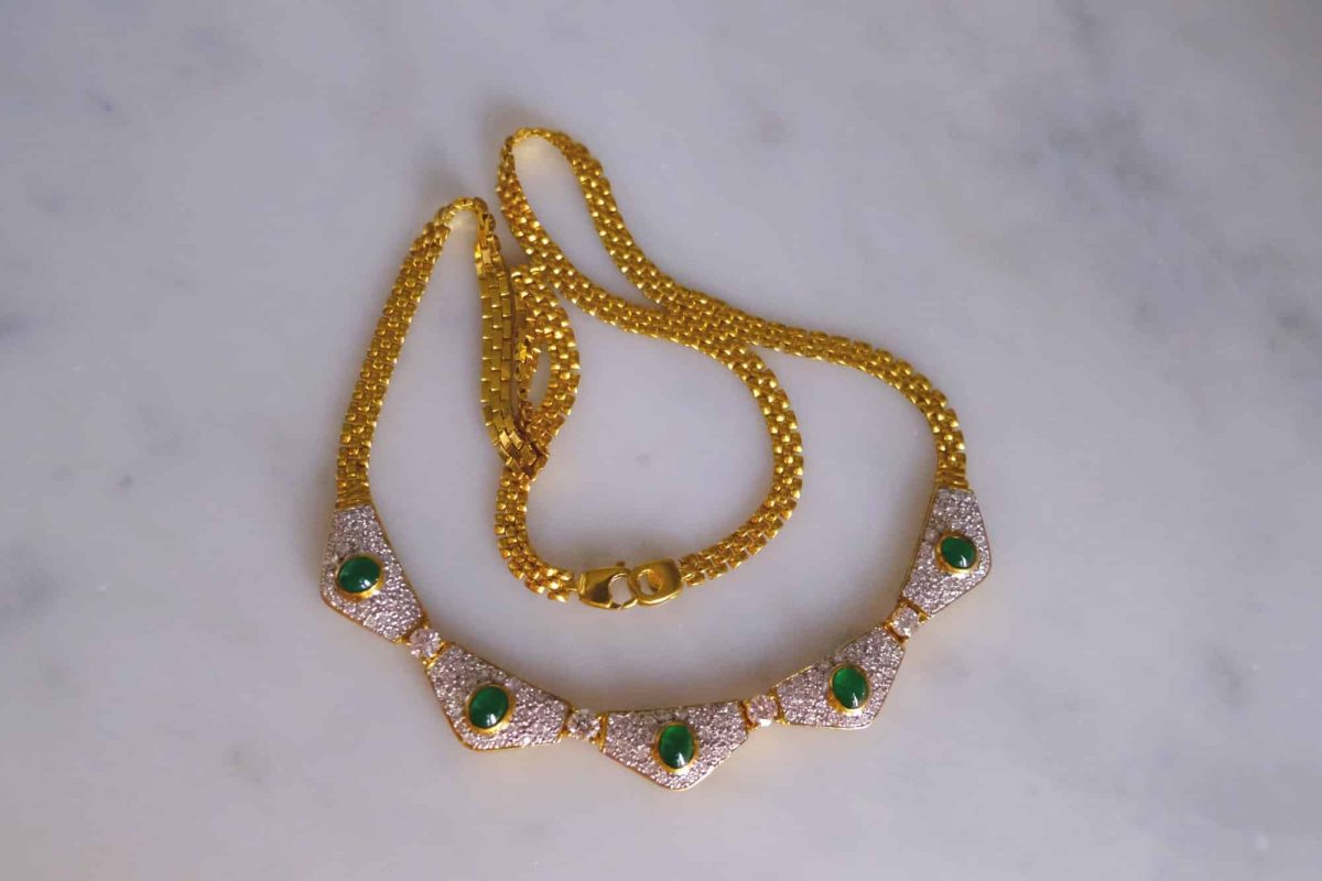 Gem Gardener, art deco emerald necklace, peranakan necklace, peranakan jewellery singapore, emerald diamond necklace gold, emerald necklace singapore