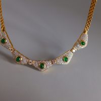 Gem Gardener, emerald diamond necklace, emerald necklace singapore, vintage chinese necklace, chinese art deco, vintage gold emerald necklace, antique asian gold jewelry