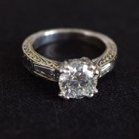 1.5ct Art Nouveau Platinum Diamond Ring GIA