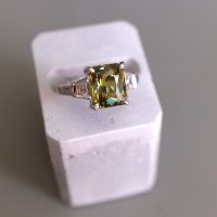 Gem Gardener, emerald cut alexandrite ring, alexandrite ring singapore, alexandrite diamond engagement ring, art deco diamond alexandrite ring, alexandrite three stone ring, engagement ring singapore