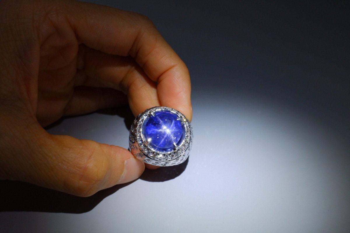 15ct Blue Star Sapphire Ring Men | Gem Gardener