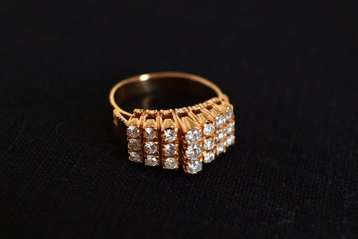 20k Tiered Diamond Ring Chinese Mid-century