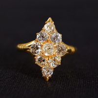Antique Old European Navette Diamond Ring 18k Chinese