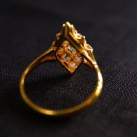Antique Old European Navette Diamond Ring 18k Chinese