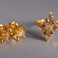 Antique Old European Navette Diamond Ring 18k Chinese