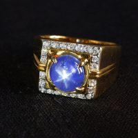 5ct Blue Star Sapphire Men's Pinky Ring | Gem Gardener