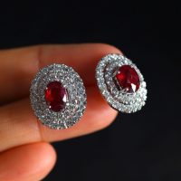 Pigeon Blood Unheated Ruby Earrings 18k