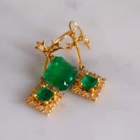 Gem Gardener, small antique drop earrings, small antique emerald earrings, small emerald and diamond earrings, emerald earrings singapore, peranakan earrings singapore