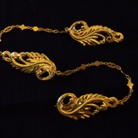 Antique Chinese Gold Brooch Pins Kerosang 20k Feather