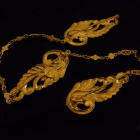 Antique Chinese Gold Brooch Pins Kerosang 20k Feather