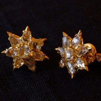 Antique Rose Cut Diamond Earrings Chinese 20k