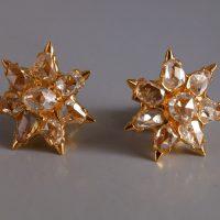 Antique Rose Cut Diamond Earrings Chinese 20k