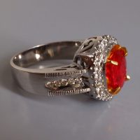3ct Unheated Vivid Red Ruby Ring Vintage 18k